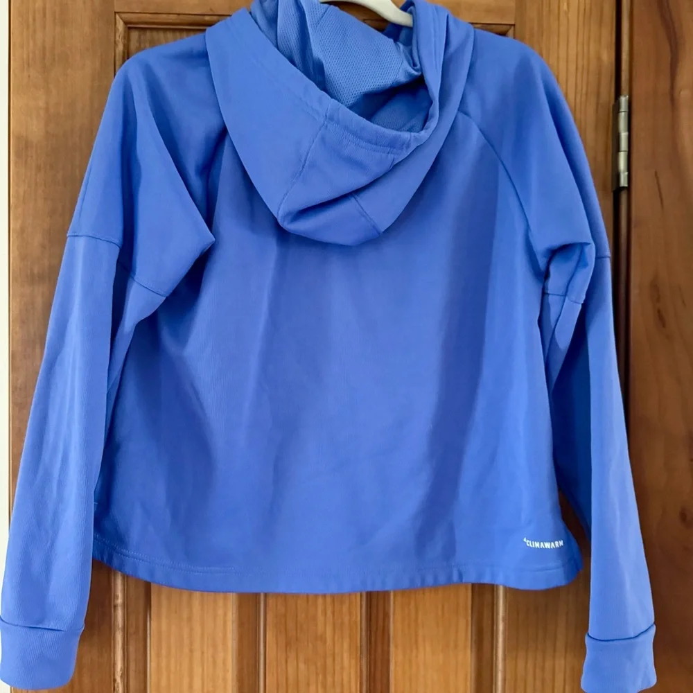 Adidas Hoodie Hooded Sweatshirt Girls Medium 12-14 Purple Periwinkle Pullover - Picture 3 of 4